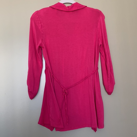 🆑 [4/$20] Hot Pink Motherhood Tunic Blouse Collar Stretchy button Top - Picture 4 of 5